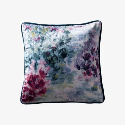 The Rug Seller Fiore Floral Garden Cushion By Clarke And Clarke In Amethyst and Slate&nbsp;43x43