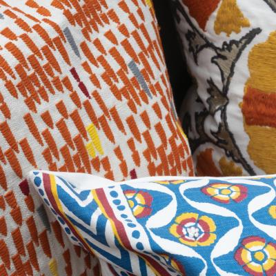 The Rug Seller Zaley Embroidered Cushion By William Yeoward in Spice Orange