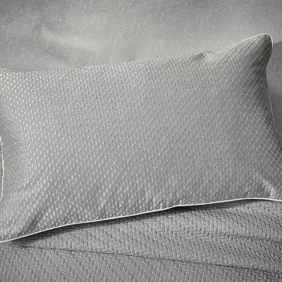 The Rug Seller Tahra Embroidered Cotton Cushion in Silver Grey