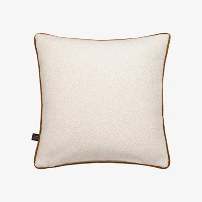The Rug Seller Leighton Boucle Velvet Piping Cushion in Cream Mustard Yellow&nbsp;58x58cm