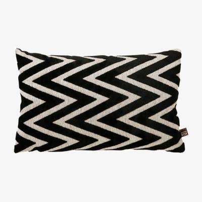 The Rug Seller Bowie Zig Zag Geometric Bolster Cushion in silver grey35x50cm