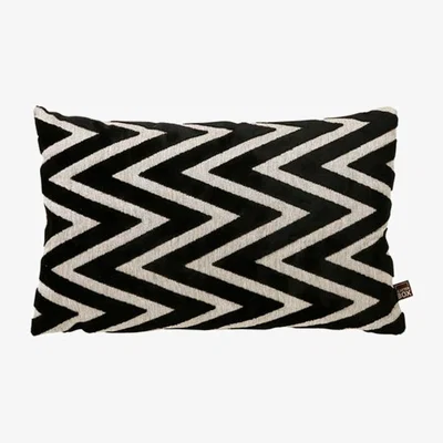 The Rug Seller Bowie Zig Zag Geometric Bolster Cushion in silver grey35x50cm