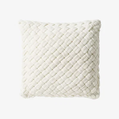 The Rug Seller Chunky Knit Basketweave Cushion By DKNY in White