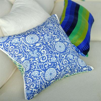 The Rug Seller Shaqui Outdoor Cushion By Designers Guild in Prussian Blue