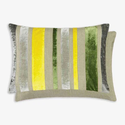 The Rug Seller Reilly Striped Cushion by William Yeoward in Citron Green50x35cm