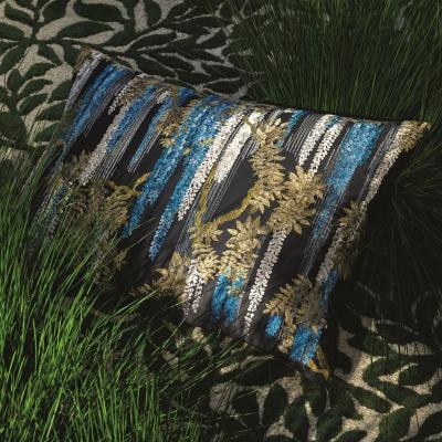 The Rug Seller Wisteria Alba Floral Cushion By Christian Lacroix in Ruisseau Blue