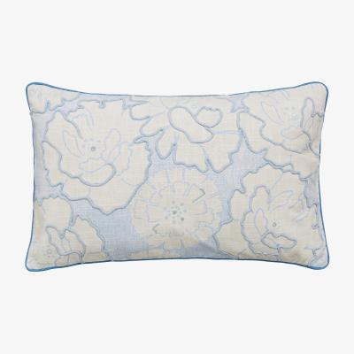 The Rug Seller Be Still Floral Embroidered Cushion By Katie Piper in Blue&nbsp;30x50cm