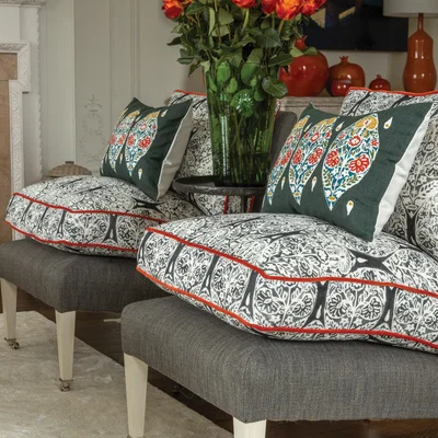 The Rug Seller Flores Floral Cushion By William Yeoward in Spice Yellow&nbsp;35x50cm