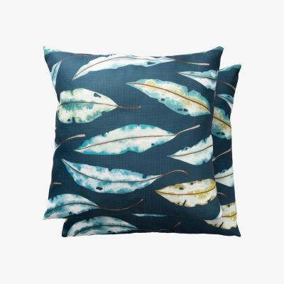 The Rug Seller Kinina Leaf Indoor Outdoor Cushion By Harlequin in Marine Blue