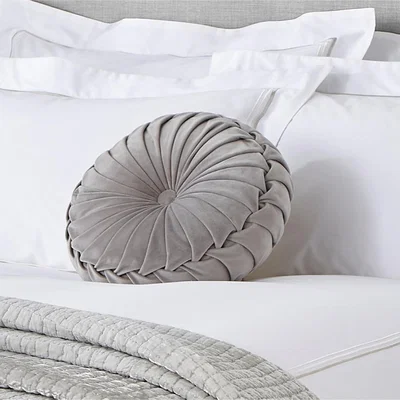 The Rug Seller Rosanna Velvet Circle Cushion by Laura Ashley in Steel Grey&nbsp;35x14cm