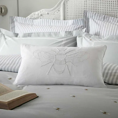 The Rug Seller Bee Cotton Cushion by Sophie Allport in White