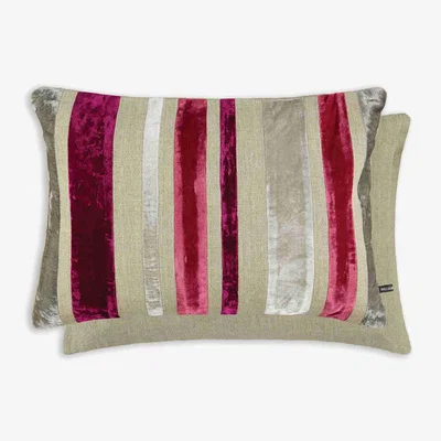 The Rug Seller Reilly Striped Cushion by William Yeoward in Fuchsia Pink50x35cm