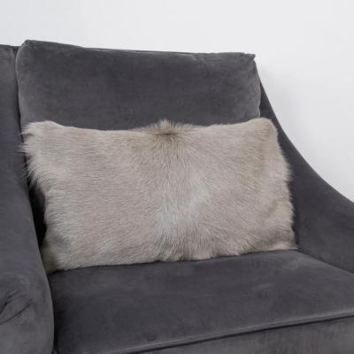 The Rug Seller Florie Goatskin Bolster Cushion in Light Grey35x50cm