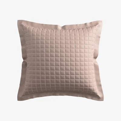 The Rug Seller Avita Quilted Pillow Sham by Bedeck of Belfast in Tuberose Pink&nbsp;65x65cm
