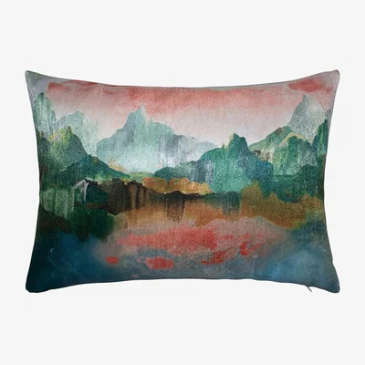 The Rug Seller Borneo Nature Textured Bolster Cushion in Multi Blue&nbsp;35x50cm