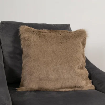 The Rug Seller Florie Plain Goatskin Cushion in Beige45x45cm