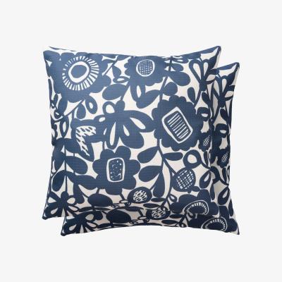 The Rug Seller Kukkia Floral Indoor Outdoor Cushion By Scion in Ink Blue