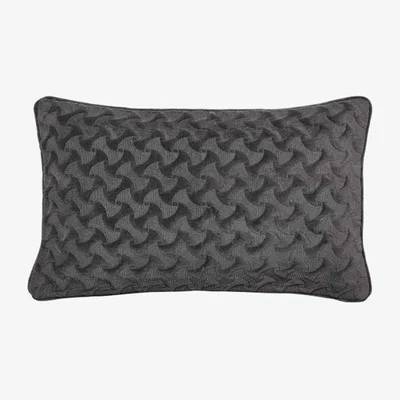 The Rug Seller Mansa Quilted Embroidered Cotton Cushion in Charcoal Grey
