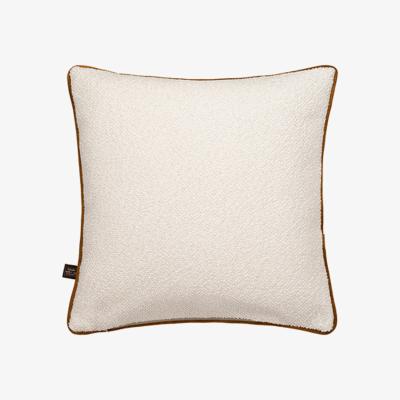 The Rug Seller Leighton Boucle Velvet Piping Cushion in Cream Mustard Yellow58x58cm