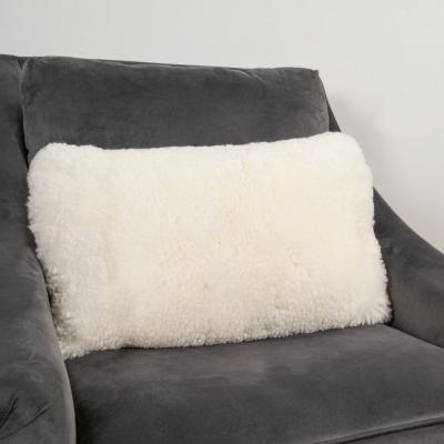 The Rug Seller Talia Bolster Sheepskin Cushion in Ivory White35x50cm