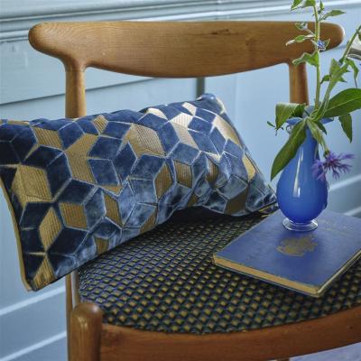The Rug Seller Designers Guild Fitzrovia Geometric Cushion in Cerulean Blue