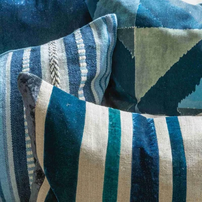 The Rug Seller Indus Cushion by William Yeoward in Indigo Blue60x40cm