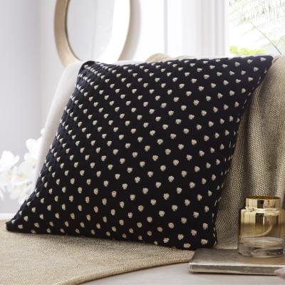 The Rug Seller Polka Knit Cotton Cushion By Tess Daly in Black Gold&nbsp;50x50cm
