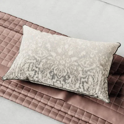 The Rug Seller Avita Damask Cushion by Bedeck of Belfast in Tuberose Silver Grey&nbsp;70x40cm