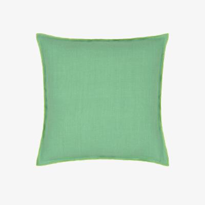The Rug Seller Designers Guild Brera Lino Plain Reversible Cushion in Verdigris and Apple Green
