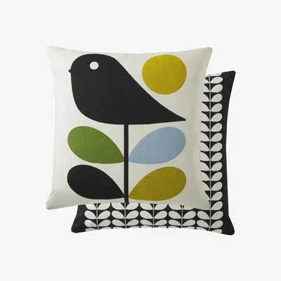 The Rug Seller Early Bird Cotton Cushion in Duck Egg Blue by Orla Kiely&nbsp;45x45cm