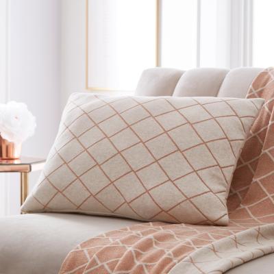 The Rug Seller Diamond Knit Cotton Cushion By Tess Daly in Rose Gold&nbsp;50x40cm