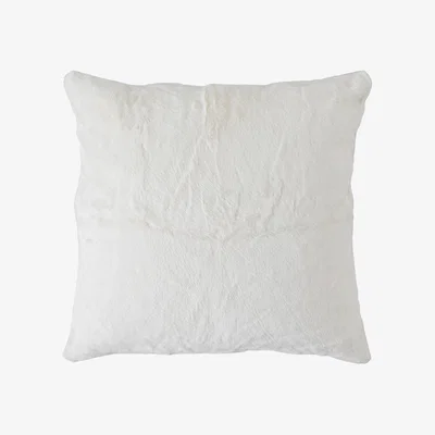 The Rug Seller Soft Plain Faux Fur Cushion in Cream55x55cm
