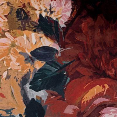 The Rug Seller Yves Floral Velvet Cushion in Navy Rust45x45cm