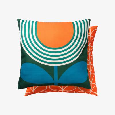 The Rug Seller Striped Tulip Floral Indoor Outdoor Cushion By Orla Kiely in Orange