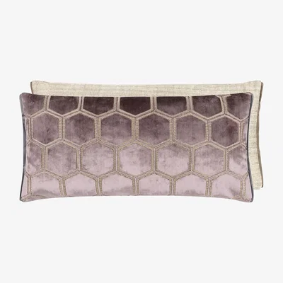 The Rug Seller Manipur Rectangular Velvet Cushion By Designers Guild in Amethyst Purple