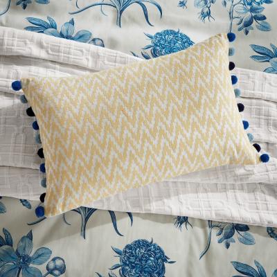 The Rug Seller Etchings & Roses Pom Pom Cushion by Sanderson in Yellow&nbsp;40x60cm