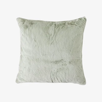 The Rug Seller Soft Plain Faux Fur Cushion in Pale Green55x55cm