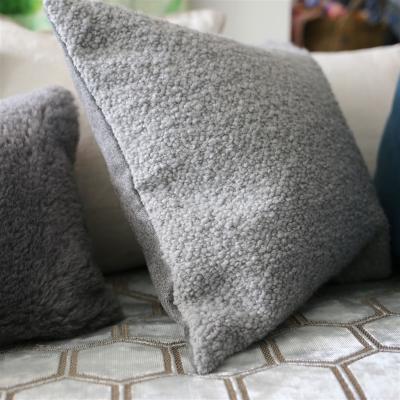 The Rug Seller Cormo Faux Fur Cushion By Designers Guild in Zinc Grey