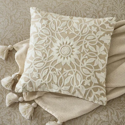 The Rug Seller Pure St James Cotton Cushion by Morris & Co in Linen&nbsp;50x50cm