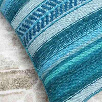 The Rug Seller Ravi Striped Cushion by William Yeoward in Peacock Blue&nbsp;50x50cm