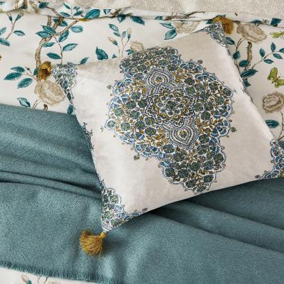 The Rug Seller Andhara Designer Cushion By Sanderson in Teal Cream