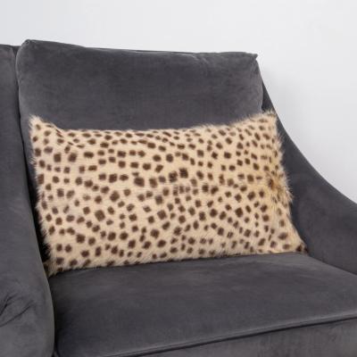 The Rug Seller Akira Leopard Print Goatskin Bolster Cushion in Brown35x50cm