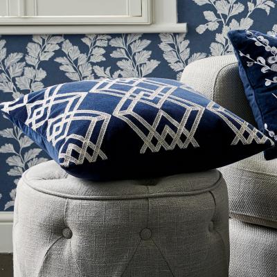 The Rug Seller Maddison Geometric Cushion by Laura Ashley in Midnight Blue&nbsp;45x45cm