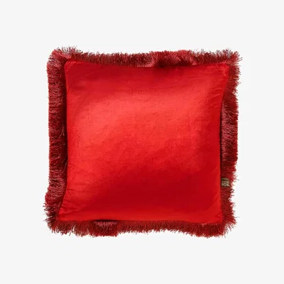 The Rug Seller Lexi Plain Fringed Cushion in Terracotta Red&nbsp;43x43cm
