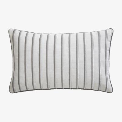 The Rug Seller Metallic Stripe Boudoir Cushion By Tess Daly in Silver Grey