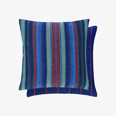 The Rug Seller Ravi Striped Cushion by William Yeoward in Indigo Blue50x50cm