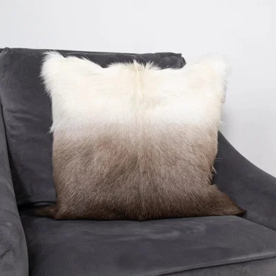 The Rug Seller Isla Ombre Goatskin Cushion in Ivory Brown45x45cm