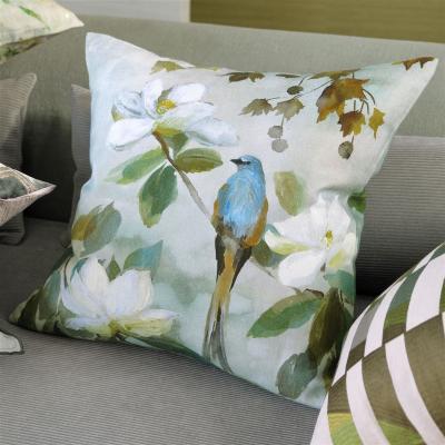 The Rug Seller Designers Guild Kiyosumi Floral Cushion in Celadon Green
