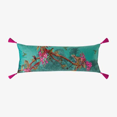 The Rug Seller Hibiscus Fringed Cushion By Ted Baker in Jade Green
