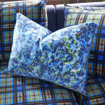 The Rug Seller Odisha Cobalt Marbled Vibrant Cushion